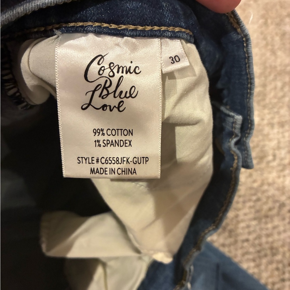 Cosmic Blue Love Denim Jeans Sz 30 - Picture 2 of 5